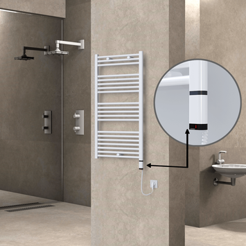 Radiva - Haiti Elektrikli Havlupan 600x1100 Beyaz (OneD On/Off ) Sağ 600W