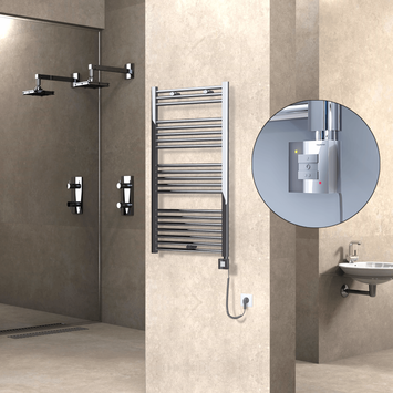 Radiva - Haiti Sèche Serviettes Electrique 600x1100 Chrome Ktx1 300 Watt Câble en spirale