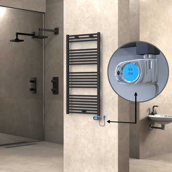 Radiva - Haiti Sèche Serviettes Electrique 600x1200 Anthracite (Thermostat Musa) 600 Watt