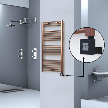  - Haiti Electric Towel Warmer 600x1200 Flat Antique Copper Gloss (KTX1 Thermostat) 300 Watt