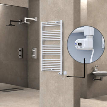 Radiva - Haiti Elektrikli Havlupan 600x1200 Beyaz (Thesis Termostat) 600W