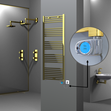 Radiva - HAITI Elektrikli Havlupan 600x1500 Düz Altın (Musa Termostat) 600W