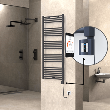 Radiva - Haiti Sèche Serviettes Electrique 600x1500 Anthracite Ktx4 1000 Watt Câble en spirale