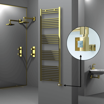 Radiva - HAITI Elektrikli Havlupan 600x1800 Düz Altın (KTX1 Termostat) 600W