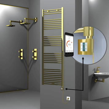 Radiva - HAITI Elektrikli Havlupan 600x1800 Düz Altın (KTX4 Termostat) 600W Spiral Kablolu