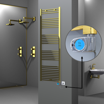 Radiva - HAITI Elektrikli Havlupan 600x1800 Düz Altın (Musa Termostat) 600W