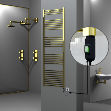 Radiva - Haiti Electric Towel Warmer 600x1800 Flat Gold (On/Off Button) 600 Watt