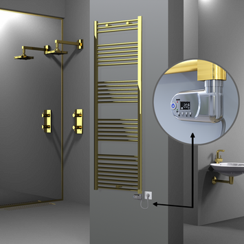 Radiva - Haiti Sèche Serviettes Electrique 600x1800 Or (Thermostat Thesis) 600 Watt