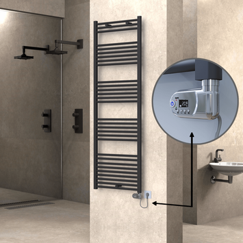 Radiva - HAITI Elektrikli Havlupan 600x1800 Düz Antrasit (Thesis Termostat) 900W