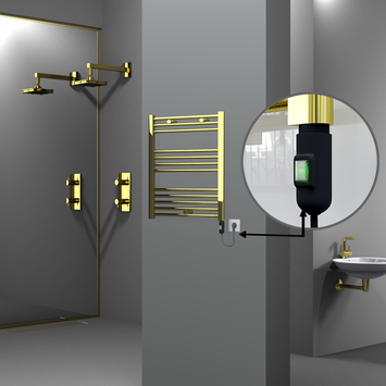 Radiva - Haiti Electric Towel Warmer 600x700 Flat Gold (On/Off Button) 200 Watt