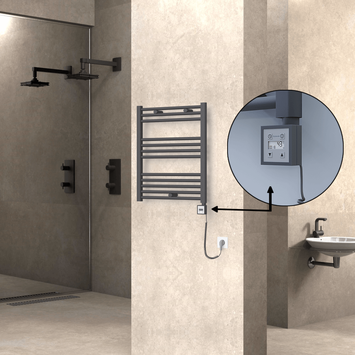 Radiva - Haiti Sèche Serviettes Electrique 600x700 Anthracite Ktx3 300 Watt Câble en spirale