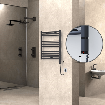 Radiva - Haiti Elektrikli Havlupan 600x700 Antrasit (OneD On/Off ) Sağ 300W