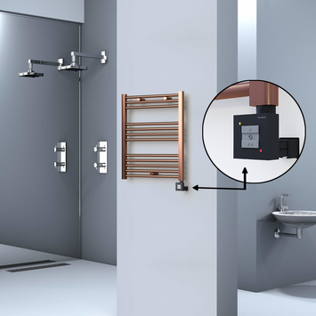  - Haiti Electric Towel Warmer 600x700 Flat Antique Copper Gloss (KTX1 Thermostat) 200 Watt