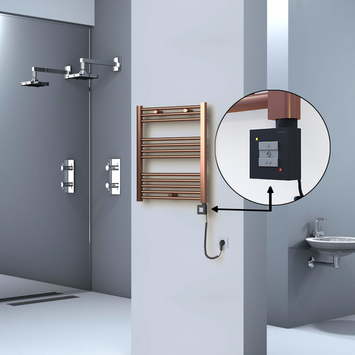  - Haiti Sèche Serviettes Electrique 600x700 Antique Cuivre Ktx1 200 Watt Câble en spirale