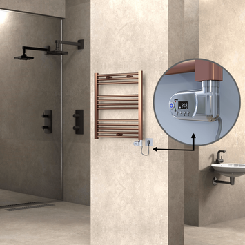Radiva - HAITI Elektrikli Havlupan 600x700 Düz Bakır Eskitme (Thesis Termostat) 200W