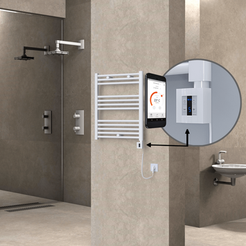  - HAITI Elektrikli Havlupan 600x700 Düz Beyaz (KTX4 Termostat) 300W Spiral Kablolu