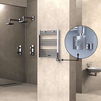  - Haiti Electric Towel Warmer 600x700 Flat Chrome (KTX1 Thermostat) 200 Watt