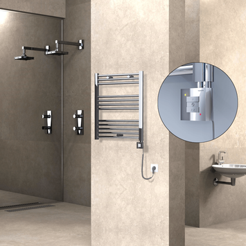 Radiva - Haiti Sèche Serviettes Electrique 600x700 Chrome Ktx1 200 Watt Câble en spirale