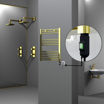 Radiva - Haiti Electric Towel Warmer 600x800 Flat Gold (On/Off Button) 300 Watt