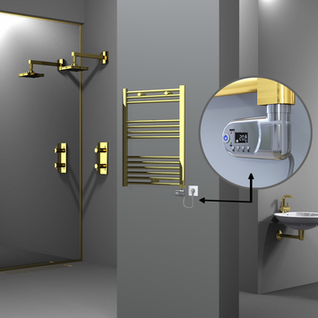 Radiva - Haiti Sèche Serviettes Electrique 600x800 Or (Thermostat Thesis) 300 Watt