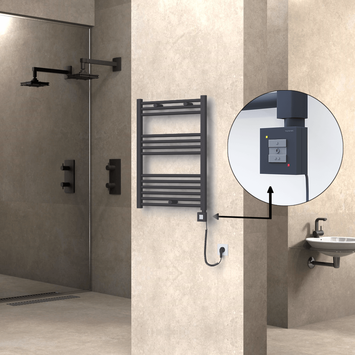 Radiva - Haiti Sèche Serviettes Electrique 600x800 Anthracite Ktx1 300 Watt Câble en spirale