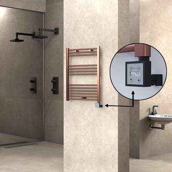  - HAITI Elektrikli Havlupan 600x800 Düz Bakır Eskitme (KTX3 Termostat) 300W