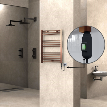  - Haiti Electric Towel Warmer 600x800 Flat Antique Copper Gloss (On/Off Button) 300 Watt