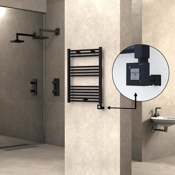 Radiva - Haiti Electric Towel Warmer 600x800 Flat Black Matt (KTX1 Thermostat) 300 Watt