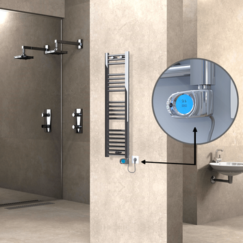 Radiva - Haiti Sèche Serviettes Electrique 200 Watt 300x1100 Plat Chrome (Thermostat Musa)