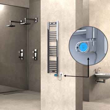 Radiva - Haiti Sèche Serviettes Electrique 200 Watt 300x1200 Plat Chrome (Thermostat Musa)