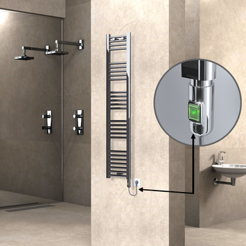 Radiva - Haiti Sèche Serviettes Electrique 300 Watt 300x1500 Plat Chrome (On/Off)