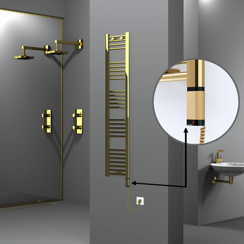 Radiva - Haiti Sèche Serviettes Electrique 300 Watt 300x1500 Plat Or (OneD On/Off ) Droit