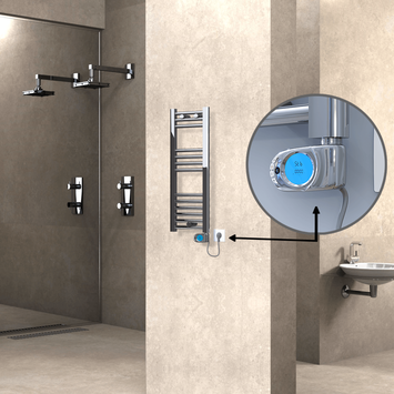 Radiva - Haiti Sèche Serviettes Electrique 200 Watt 300x800 Plat Chrome (Thermostat Musa)