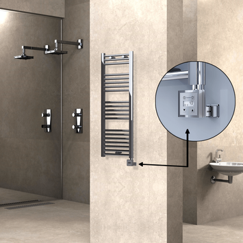 Radiva - Haiti Sèche Serviettes Electrique 300 Watt 400x1100 Plat Chrome Ktx3