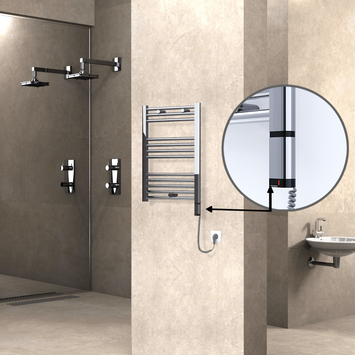 Radiva - Haiti Sèche Serviettes Electrique 200 Watt 500x700 Plat Chrome (OneD On/Off ) Droit