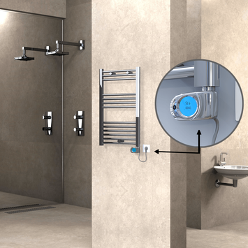 Radiva - Haiti Sèche Serviettes Electrique 200 Watt 500x800 Plat Chrome (Thermostat Musa)