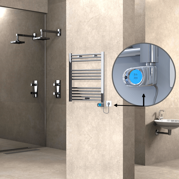 Radiva - Haiti Sèche Serviettes Electrique 200 Watt 600x700 Plat Chrome (Thermostat Musa)