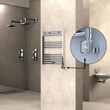  - Haiti Sèche Serviettes Electrique 300 Watt 600x800 Plat Chrome Ktx3