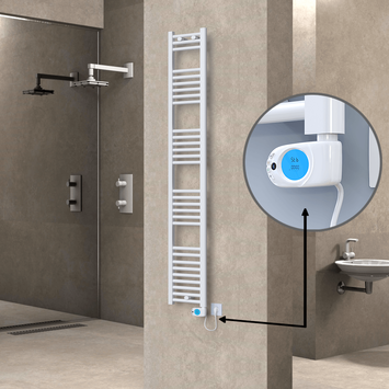 Radiva - Haiti Sèche Serviettes Electrique 600 Watt 300x1800 Plat Blanc (Thermostat Musa)