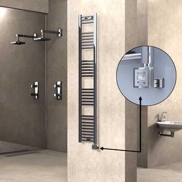 Radiva - Haiti Sèche Serviettes Electrique 300 Watt 300x1800 Plat Chrome Ktx3