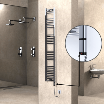 Radiva - Haiti Sèche Serviettes Electrique 300 Watt 300x1800 Plat Chrome (OneD On/Off ) Droit