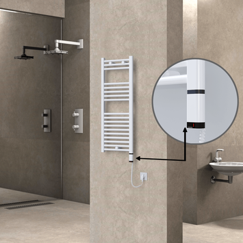 Radiva - Haiti Sèche Serviettes Electrique 300 Watt 400x1000 Plat Blanc (OneD On/Off ) Droit