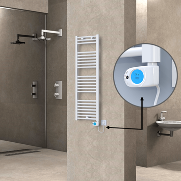 Radiva - Haiti Sèche Serviettes Electrique 600 Watt 400x1200 Plat Blanc (Thermostat Musa)