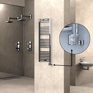Radiva - Haiti Sèche Serviettes Electrique 300 Watt 400x1200 Plat Chrome Ktx3