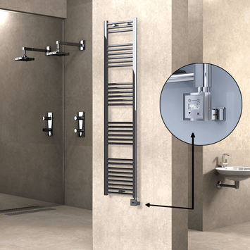 Radiva - Haiti Sèche Serviettes Electrique 300 Watt 400x1800 Plat Chrome Ktx3