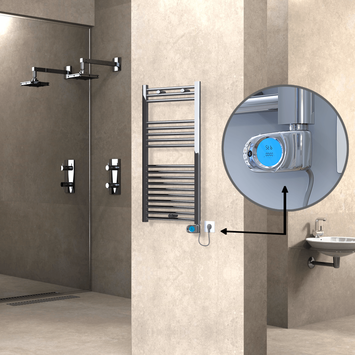 Radiva - Haiti Sèche Serviettes Electrique 300 Watt 500x1000 Plat Chrome (Thermostat Musa)