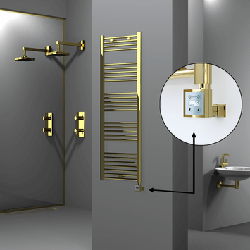 Radiva - Haiti Sèche Serviettes Electrique 600 Watt 500x1500 Plat Or Ktx3