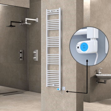 Radiva - Haiti Sèche Serviettes Electrique 600 Watt 400x1800 Plat Blanc (Thermostat Musa)