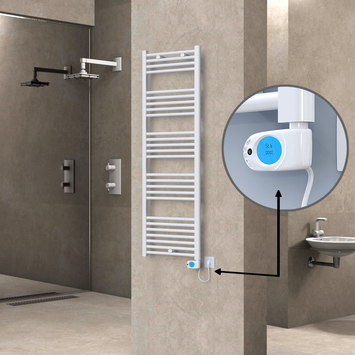 Radiva - Haiti Sèche Serviettes Electrique 600 Watt 500x1500 Plat Blanc (Thermostat Musa)