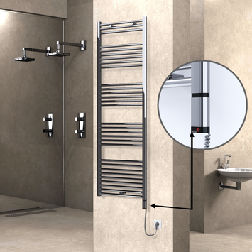 Radiva - Haiti Sèche Serviettes Electrique 600 Watt 600x1800 Plat Chrome (OneD On/Off ) Droit